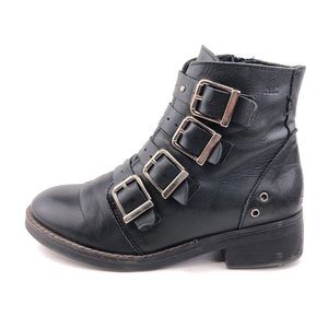 Musse & Cloud Denzel Black Leather Moto Ankle Boots EUR 37